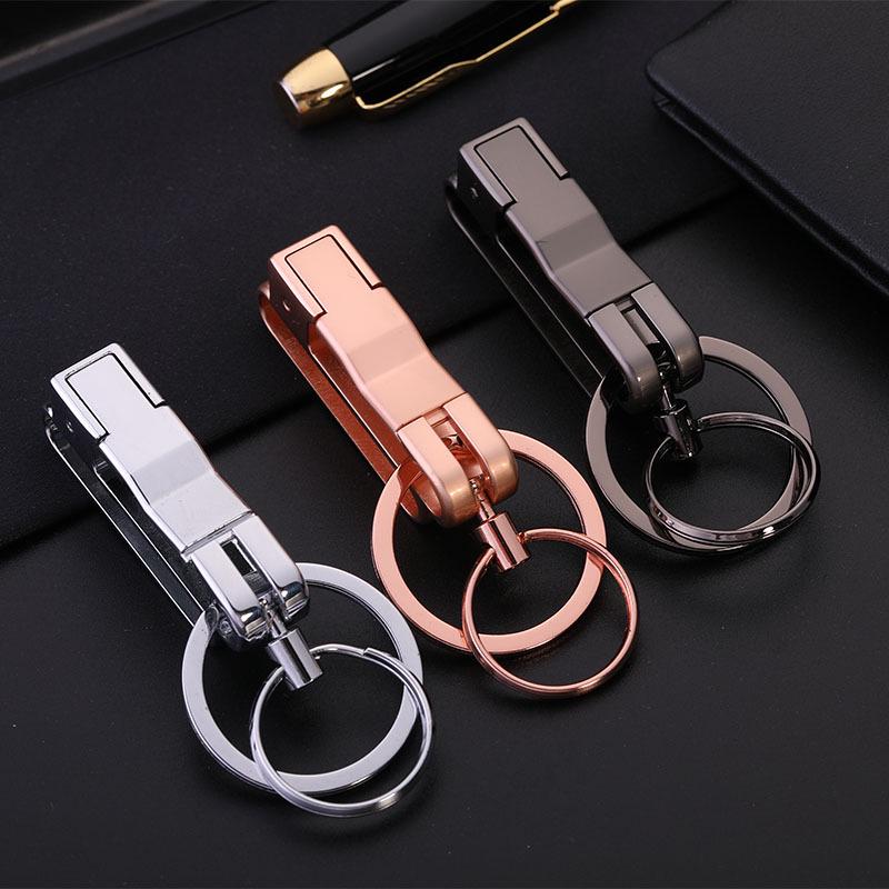 Zhongbang Men's Creative Metal Double Ring Detachable Anti-Lost Car Keychain Pendant