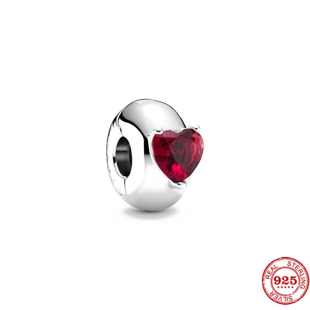 925 Sterlingsilber DIY Schmuck Lippenstift High Heels Liebesherz Hantel Apfel Charm Perle Armband