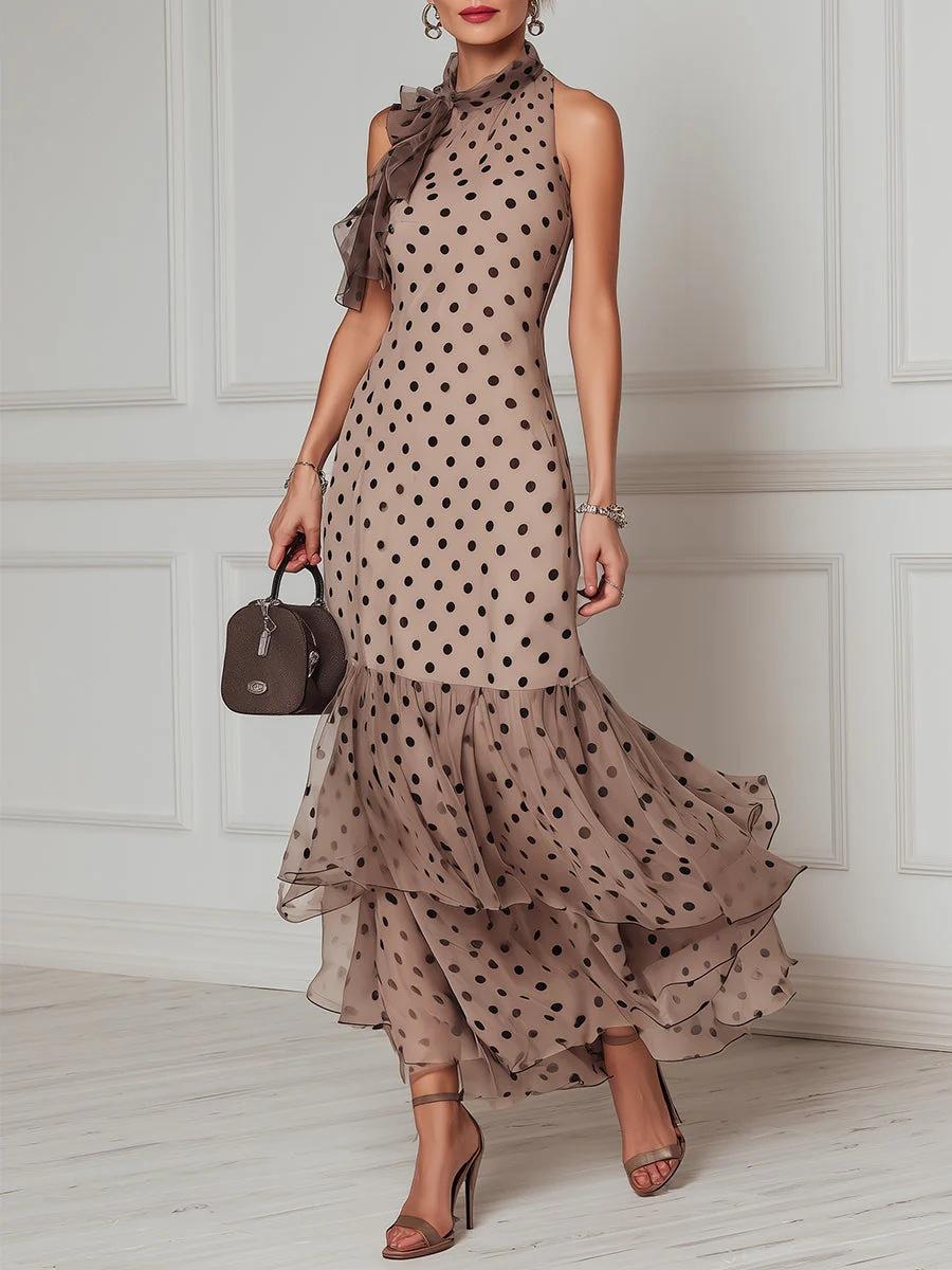 French neck strap elegant polka dot