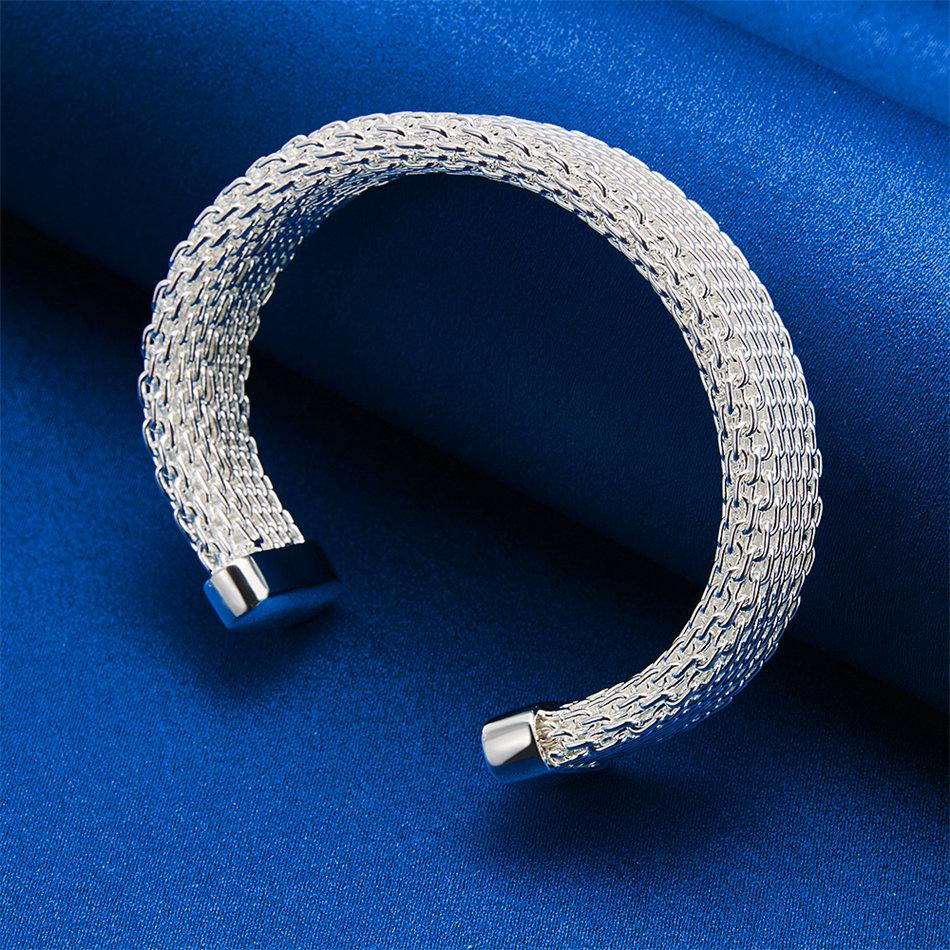 925 Sterling Silver Exquisite Braided Open Bangle for Men and Women, Fashionable Wedding Party Jewelry