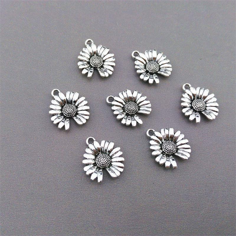 Tibetan Silver Clover & Bell Charm Bracelet with Pendant