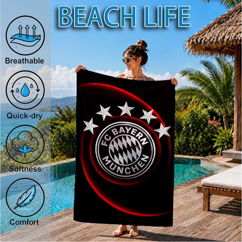 München Fußballverein Bedrucktes Mikrofaser-Strandtuch, Weich und Saugfähig, Schnelltrocknend, Ideal für Sommerreisen, Strand-Essential, Schwimmbad
