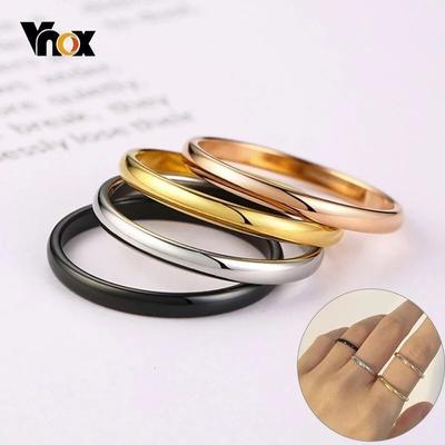 2mm Thin Rings For Women Girl Solid Stainless Steel Minimalist Ring Set Elegant Party Tail Ring Extra Small