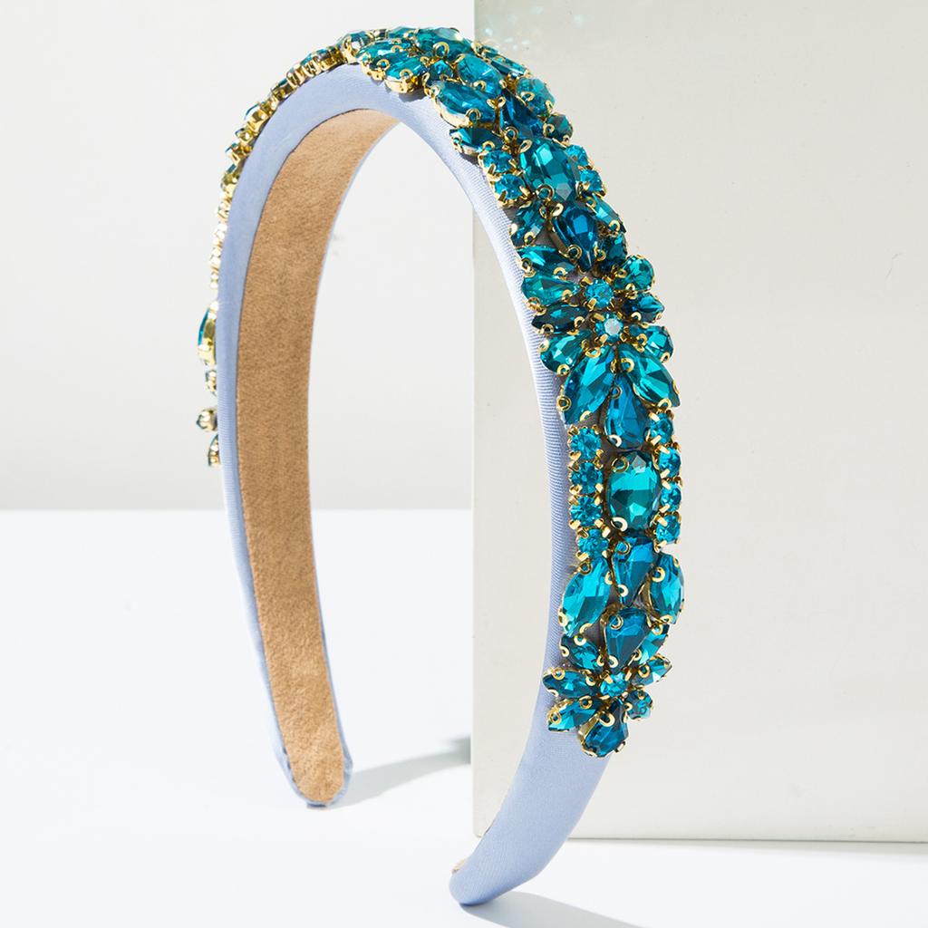 Full Marquise Rhinestone Padded Headband Palace Style Colorful Crystal Tiara Luxury High Top Sponge Hairband Bridal Gift