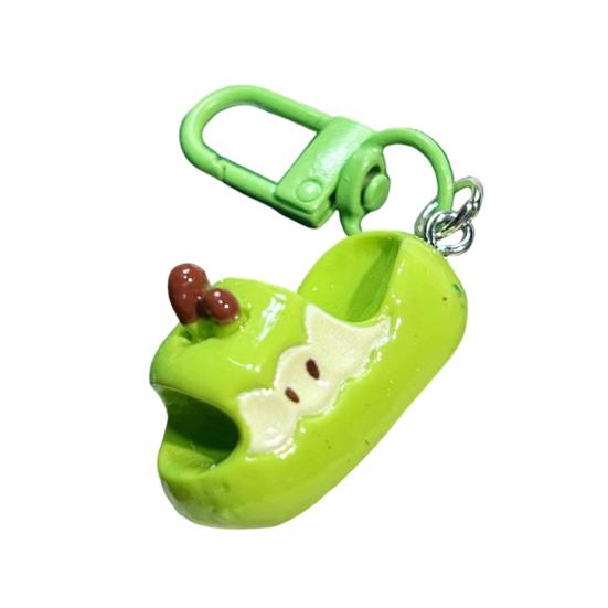 

Вешалка для сумок 1:1 Реалистичная форма тапочек Смоляной брелок Высокая симуляция Фруктовые туфельки Шарм Легкий портативный держатель для ключей зелёный