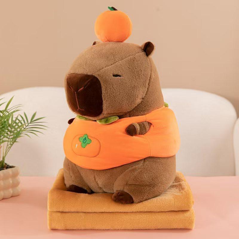 Kapibala Capybara Ugly Cute Doll Kapibala Car Office Air Conditioning Pillow Quilt Nap Blanket Two-in-One