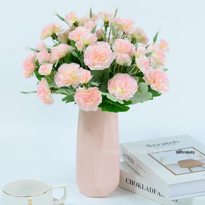 10-Head Artificial Carnation Bouquet for Mother's Day or Teacher's Day - Ideal for Home, Restaurant, and Bar Decorations
