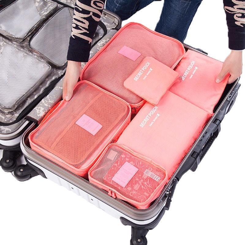 Travel Storage Bags Sixpiece Cubic Set With Multipurpose Compartments For Suitcase Organization