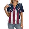 Women's Casual Short Sleeve V Neck Top with Independence Day Print Relaxed Fit Lightweight Blouse for Everyday Wear
