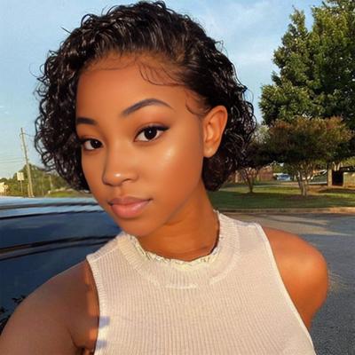 Women Short Afro Curly Wig Fluffy Natural Looking High Temperature Fiber Heat Resistant Ladies Black Wavy Synthetic Hair