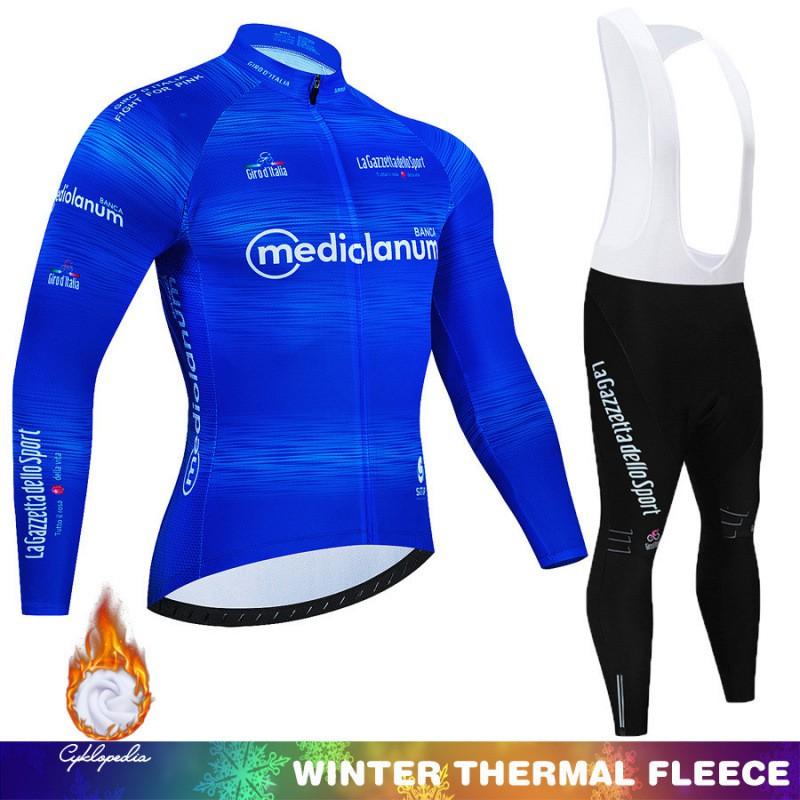 Winter Thermal Cycling Bib Tights Set With Long Sleeve Jersey Road Bike Riding Men Women