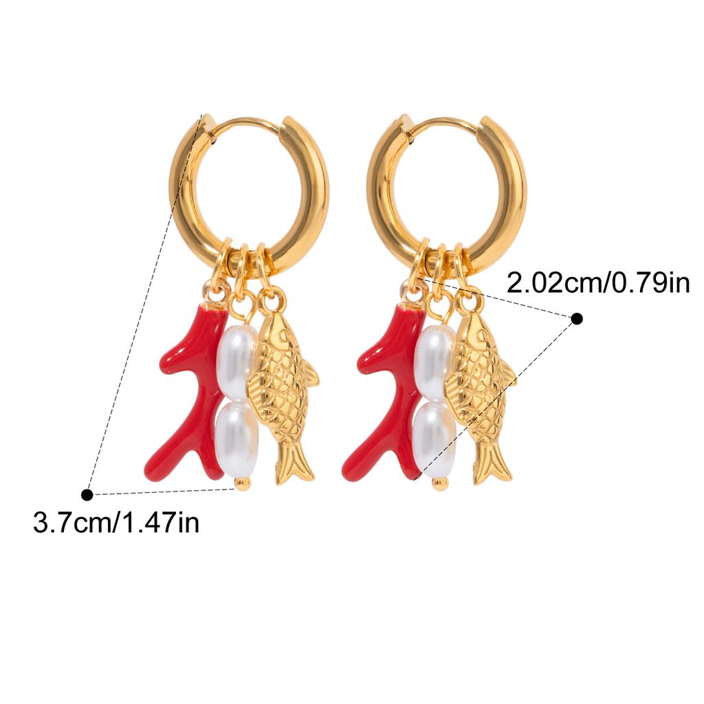 Yori Trendy Charm Pendant Earrings Rust Proof 18K Gold PVD Plated Waterproof Daily Jewelry Attractive Women Accessories