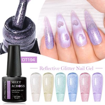 7 ml Yansıtıcı Glitter Tırnak Jel Floresan Köpüklü Lazer Tırnak Jel Yarı Kalıcı Kapalı Islatın UV LED Vernik Tırnak Sanat Tasarım