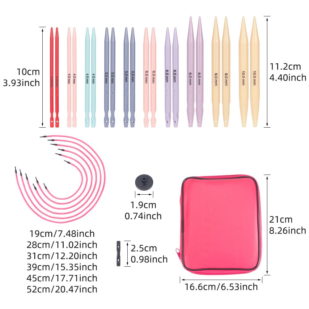 1set DIY Knitting Needles, Plastic ABS, Detachable Circular Replaceable Ropes, Circulating Knitting Needle, DIY Weaving Tool Kit