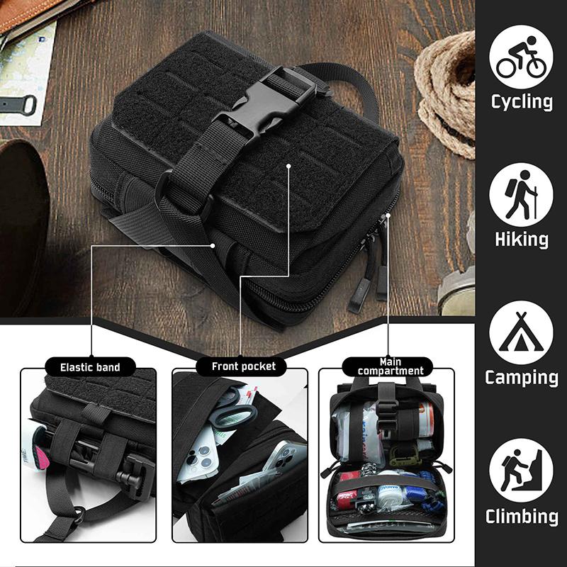 Double Zippers Medical Pouch Plate Carrier Medic Rescue Bag,Molle Tactical First Aid Kit Bag for Outdoor Hiking Cimping Cycling