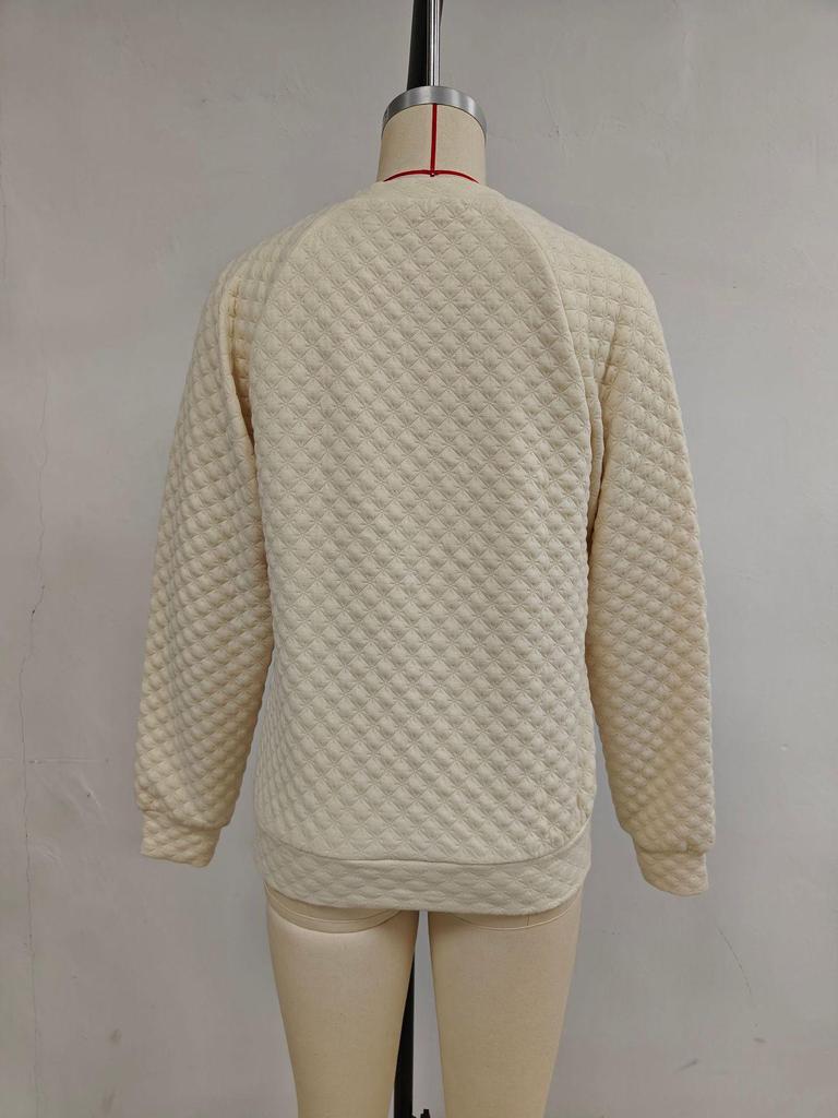 2025 Autumn/Winter Women's Solid Deep V-Neck Patchwork Long Sleeve Casual Sweatshirt