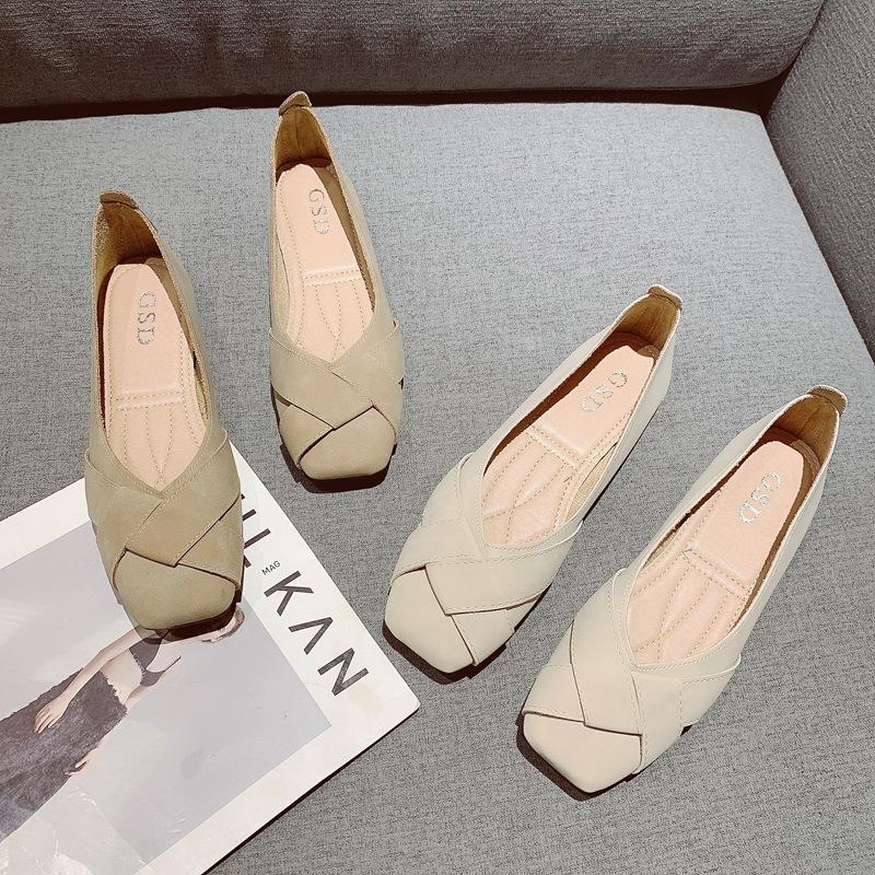 Luji Single Shoes Female 2024 New Spring and Autumn Fairy Wind Gentle Soft Sole Flat Shoes Shallow Mouth Versatile Bean Shoes