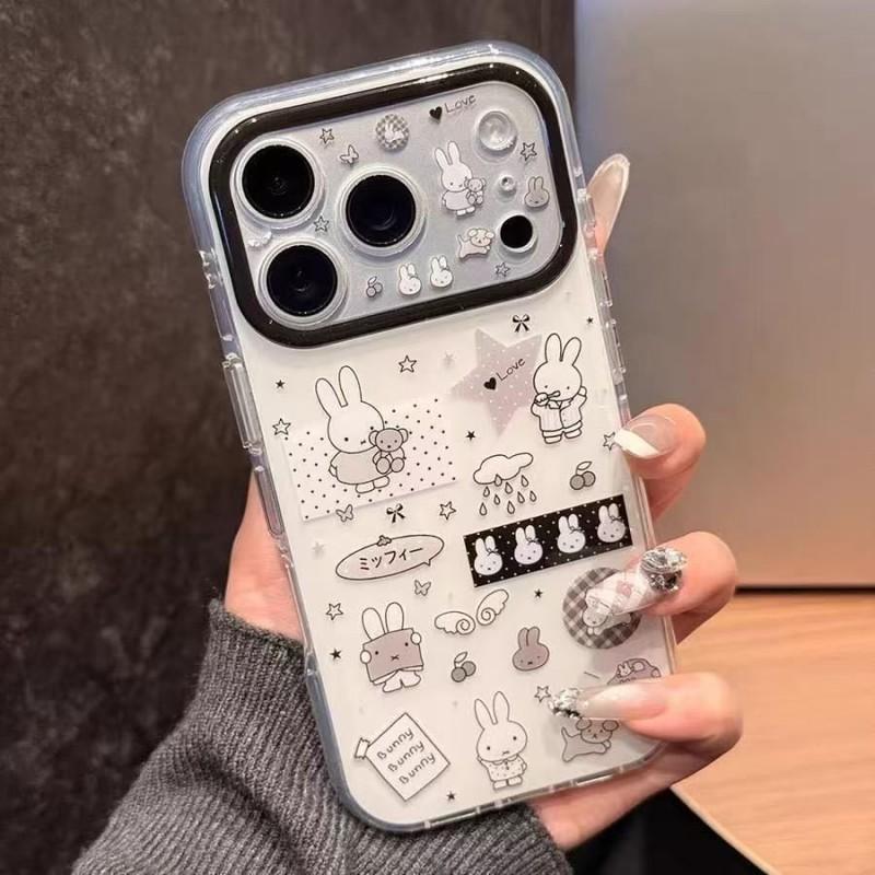 Miffy Rabbit Cartoon Phone Case IPhone 17 Pro Max 16 15 14 13 12 - Dual Layer Hard Shell Shockproof Cover