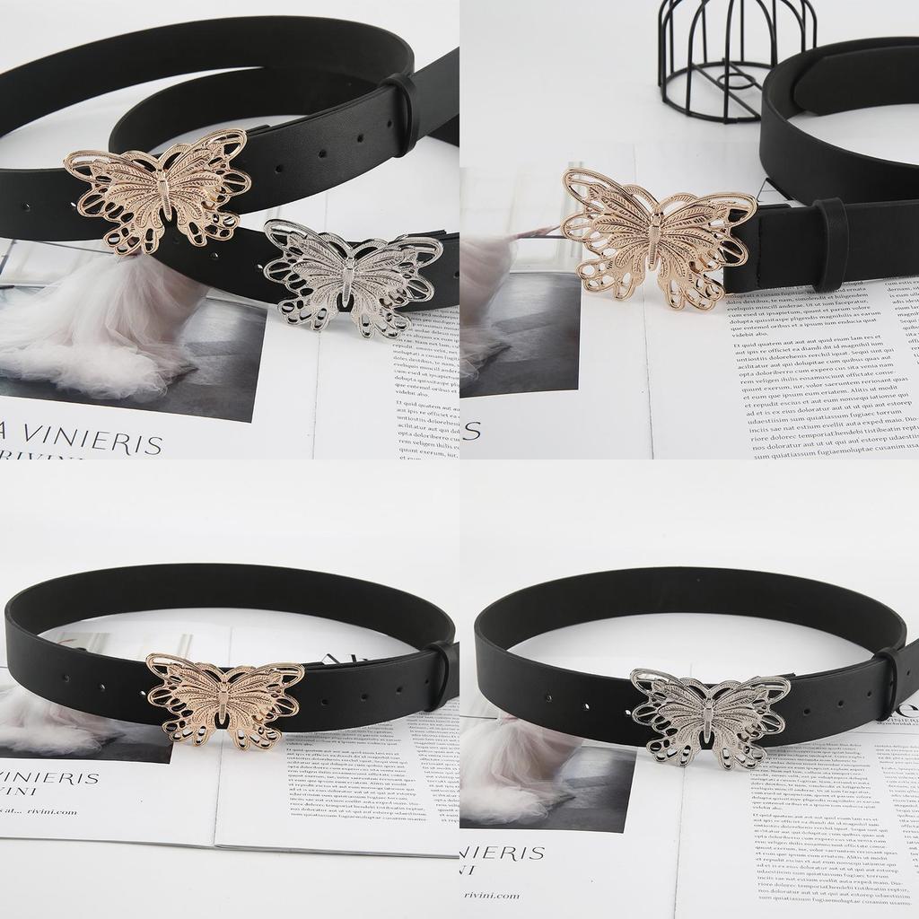 Versatile And Belt Slimming With Butterfly Metal Buckle Belt Decoration Dress