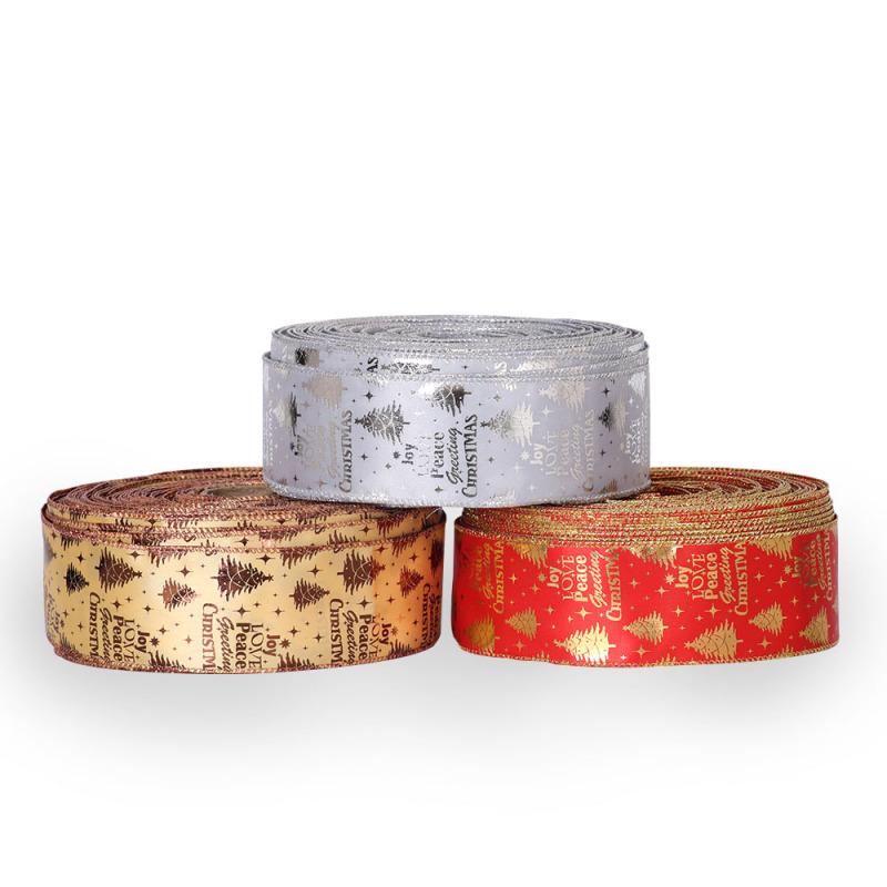 6.3CM Christmas Tree Ribbon Hanging Letter Print Christmas Ribbon Christmas Decoration Supplies