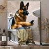 Unique Style Solid Canvas Humorous German Shepherd Dog Bathroom Wall Art, Indoor and Outdoor Home Decoration