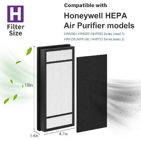 4 Packs HRF-H1 HRF-H2 True HEPA Replacement Filter H Compatible with Honey-Well HPA050 HPA150 HPA060 HPA160 HHT055 HHT155 Air Cleaner Purifier with 8
