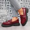 Casual Round Toe Platform Loafers Woman 2025 Autumn British Style Bow PU Leather Shoes Women Comfort Plus Size Slip On Flats