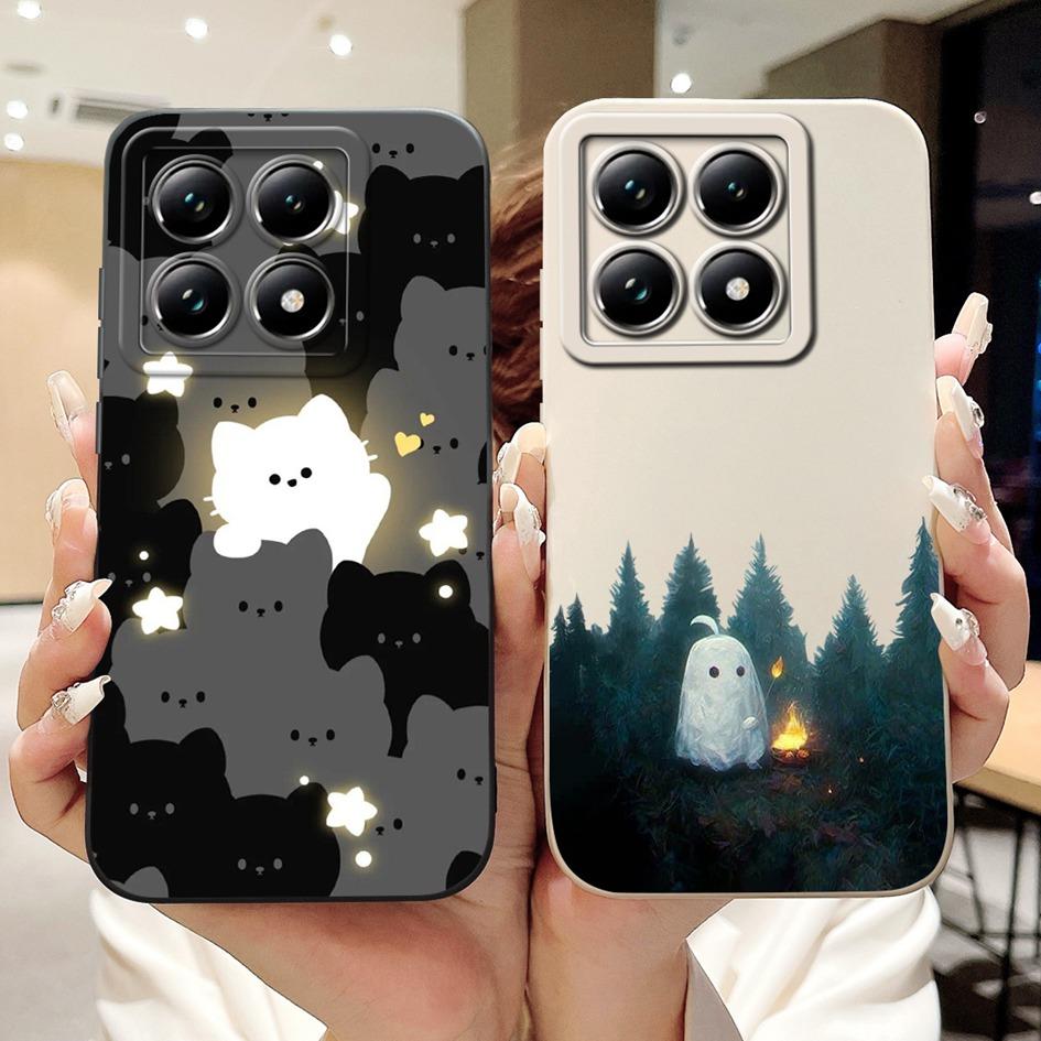 Für Xiaomi 14T Hülle 14T Pro Cover Süßer Cartoon-Panda Weiches Flüssigsilikon Stoßfest Funda Für Xiaomi 14T Pro Mi14TPro 5G Hülle