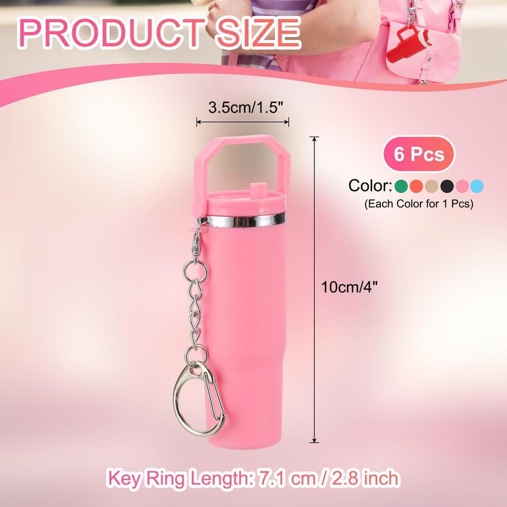 [PATIKIL] Mini Cup Keychains, Cute Cup Decorations, Keychain Ornaments for Backpacks, Handbags, and Purses, 6 Pieces, Style 1, Available In Orange,