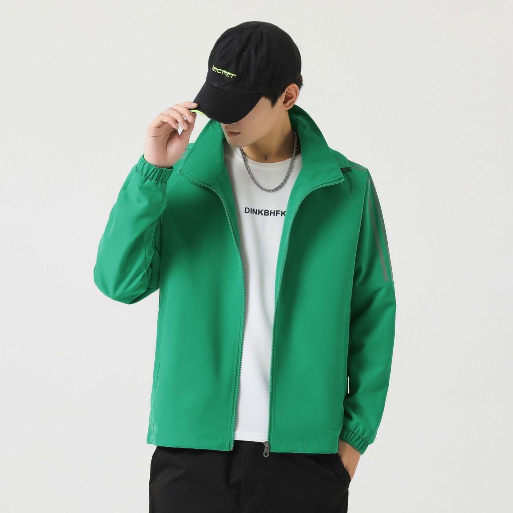 Jacket Men's Spring and Autumn Trend Hooded Casual Jacket Men's Gown Three-Bar Sports Versatile Top Jacket