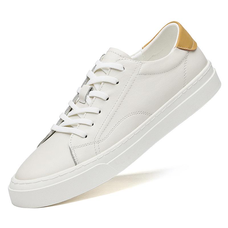 Men s Korean Style Spring Canvas Shoes – Breathable White Cowhide Sneakers 41
