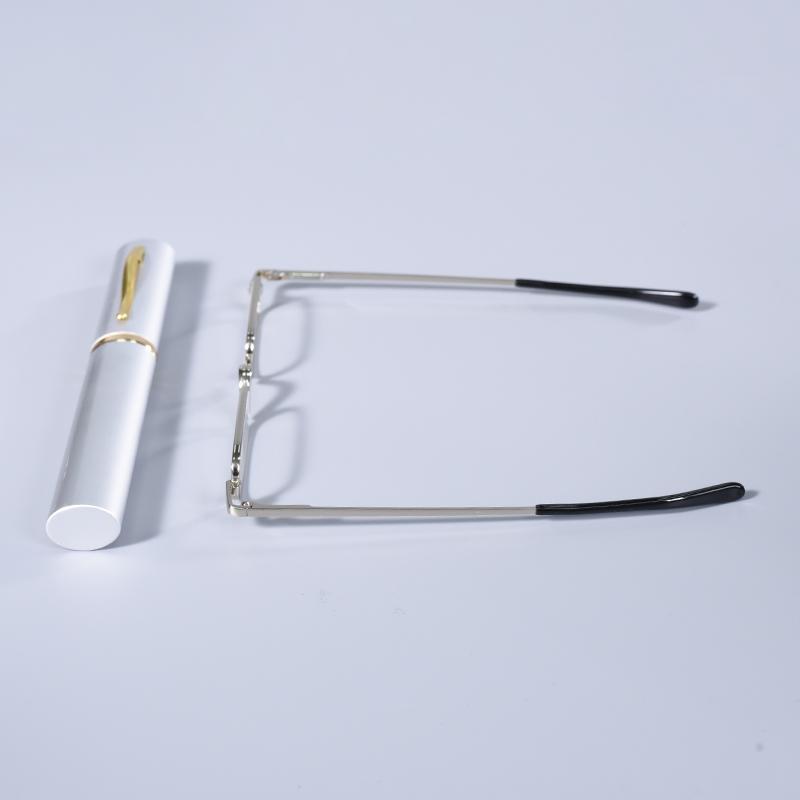 Silver Frame Elegant Reading Glasses Metal Frame Ultra-thin Men Women Portable Mini Reading Presbyopia Eyeglasses with Box