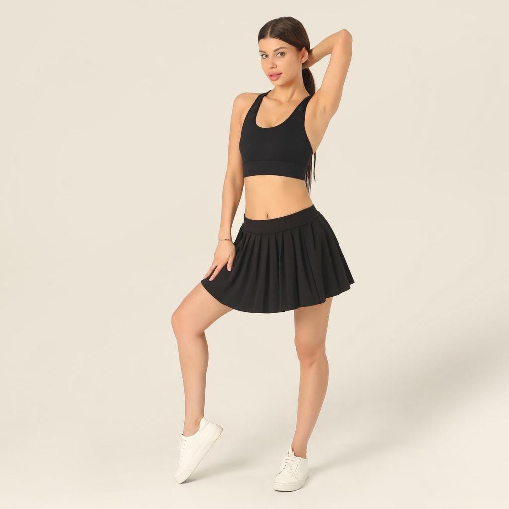 2024 Elastic Waistband Super Short Pleated Skirt, 32 cm Length, No Safety Pants