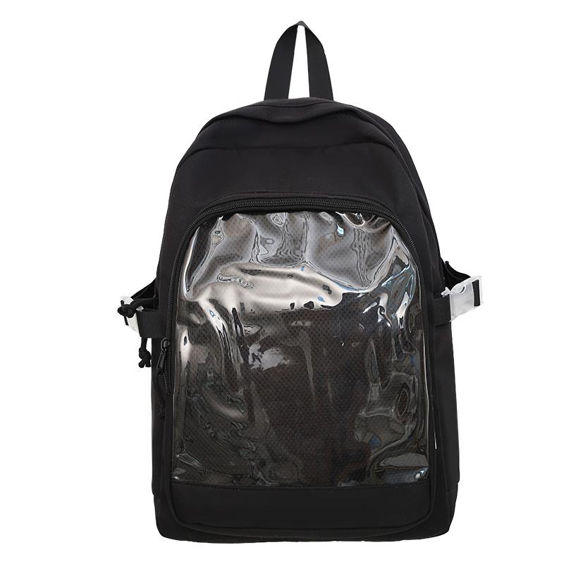 

Lightiweight Casual Nylon Student Girls DIY Pin Display Ita Backpack Large Capacity Cute Daily Bookbag School Bags чёрный