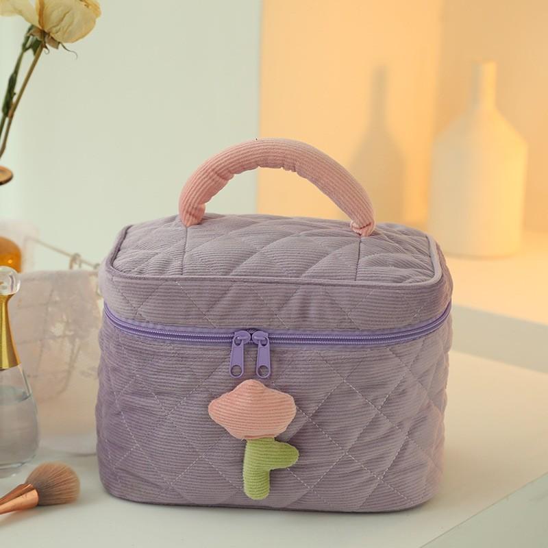 Style Plush Velvet Makeup Bag With Large Capacity For Travel And Home Organization