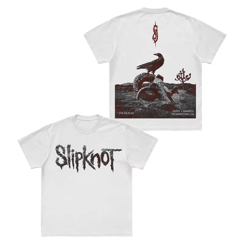 Photo SLIPKNOT T-shirt de groupe style Gothique Coton T-shirt Graphique Hommes Femmes Été Streetwear Surdimensionné Harajuku Hip-Hop Décontracté Manches Courtes Unisexe