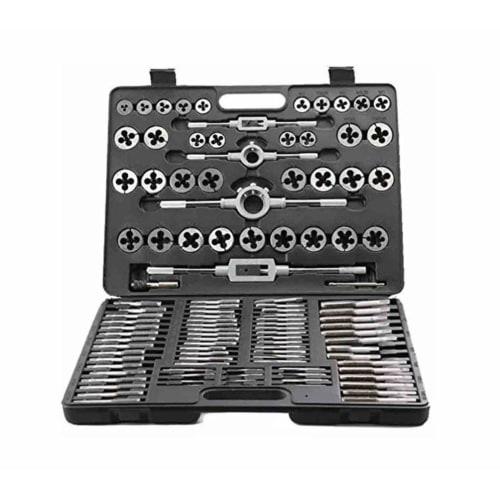 HYLH Tap and Die Set, Professional Tungsten Steel Taps and Dies Thread Cutting Tools, Precision Metric Bolt Engineering Tap and Die Kit (110 Pieces)