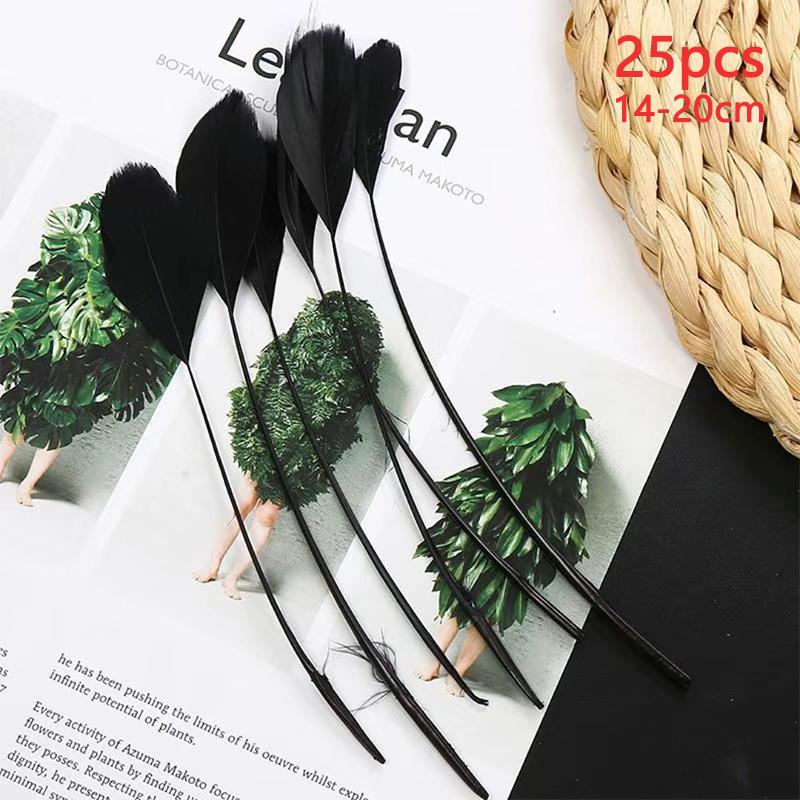 14-20cm Goose Feathers Bulk 25pcs Long Decoration Thin Plumas White Black Mixed Colors Plume For Crafts Hat Vases Carnival House