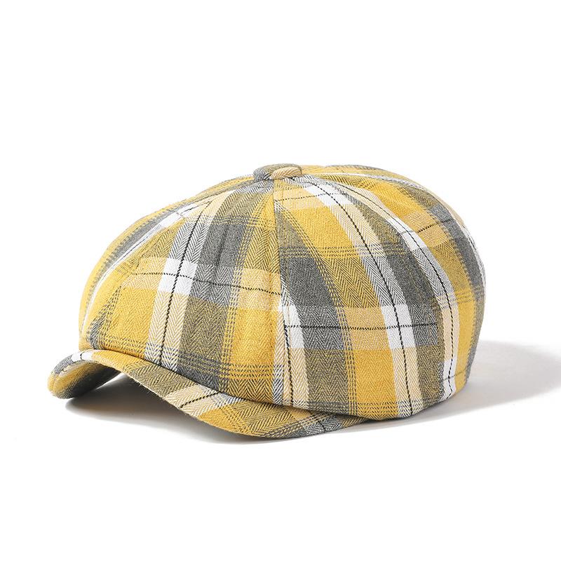 Bavlněný baret Pánská malířská čepice Newsboy čepice Klobouk Rybí kost Osmihranný klobouk
