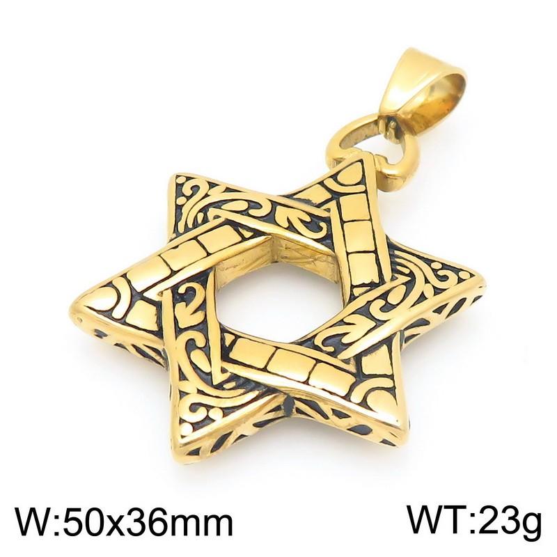 Stainless Steel Hexagram Pendant Necklace Men's Vintage Hollow Out Charms Accessories Zirconia Star Sweater Chain Jewelry