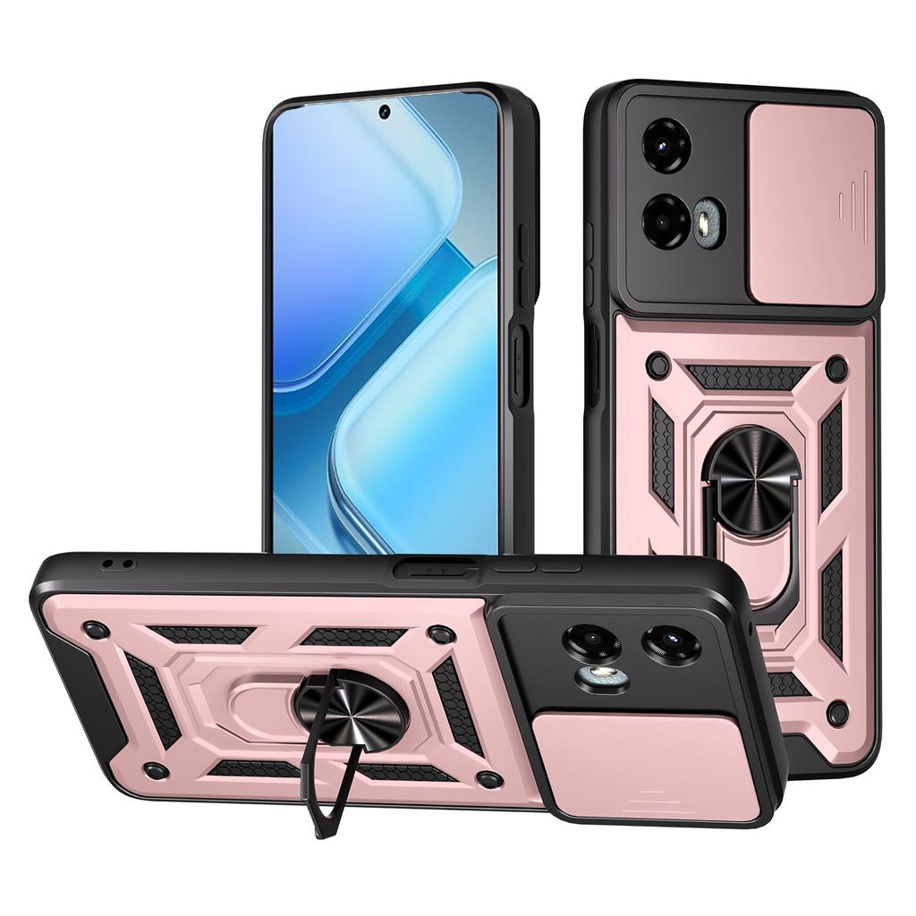 Für Motorola Moto G 5G (2024) Hülle mit Schiebekameraabdeckung PC+TPU Ständer Handyhülle