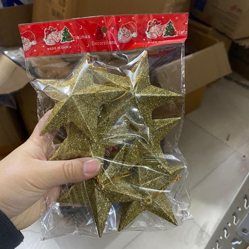 Звезда на елку Украшение 7-23см Золотой Серебряный Красный Подвеска 3D Пятиконечная Звезда Покрытие Золотой Порошок Украшение Товары для вечеринки 1 pc