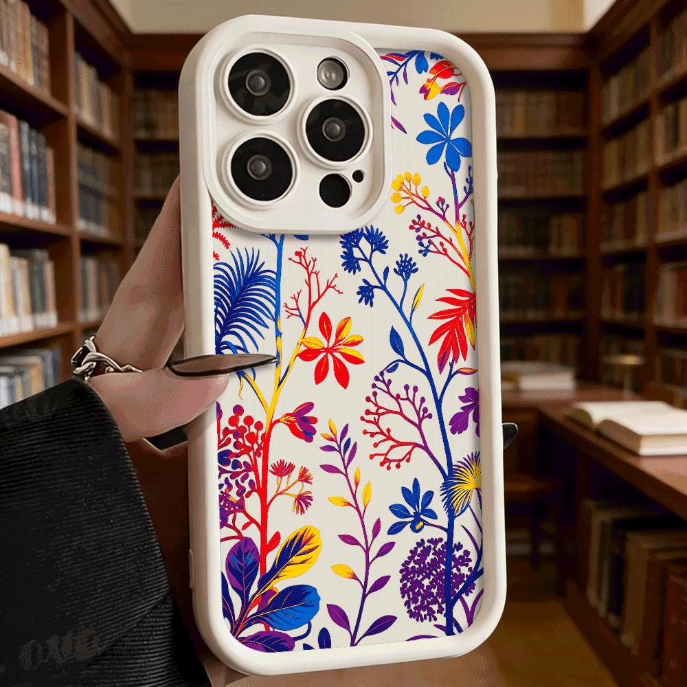 Vibrant Red Blue Botanical Art Soft TPU Shockproof Case For Xiaomi Redmi Note 15 14 13 12 11 Pro Anti-Fall Protective Back Cover