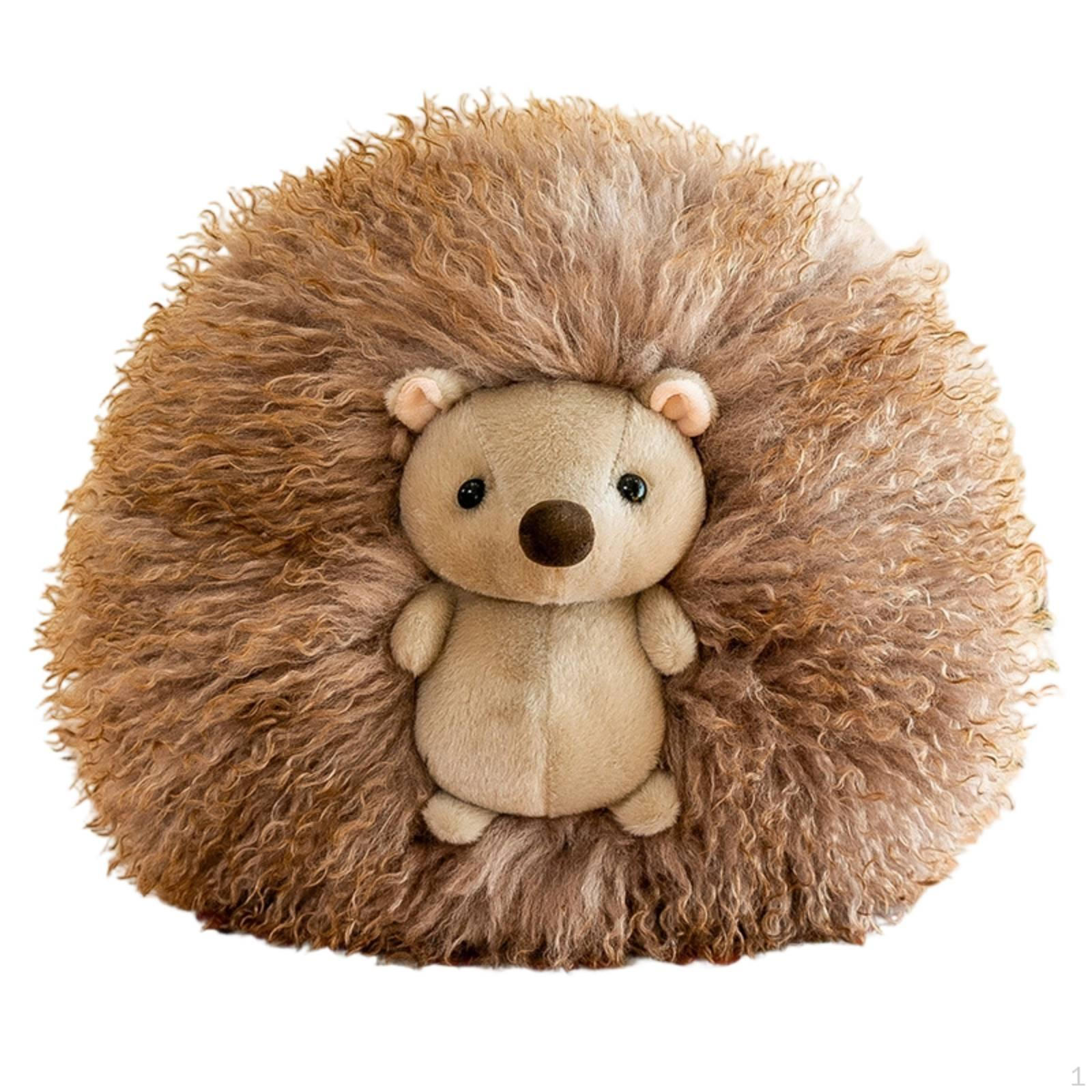 Hedgehog Cushiony Cushion Soft Stuffed Pillow Embroidered Face Round Sofa