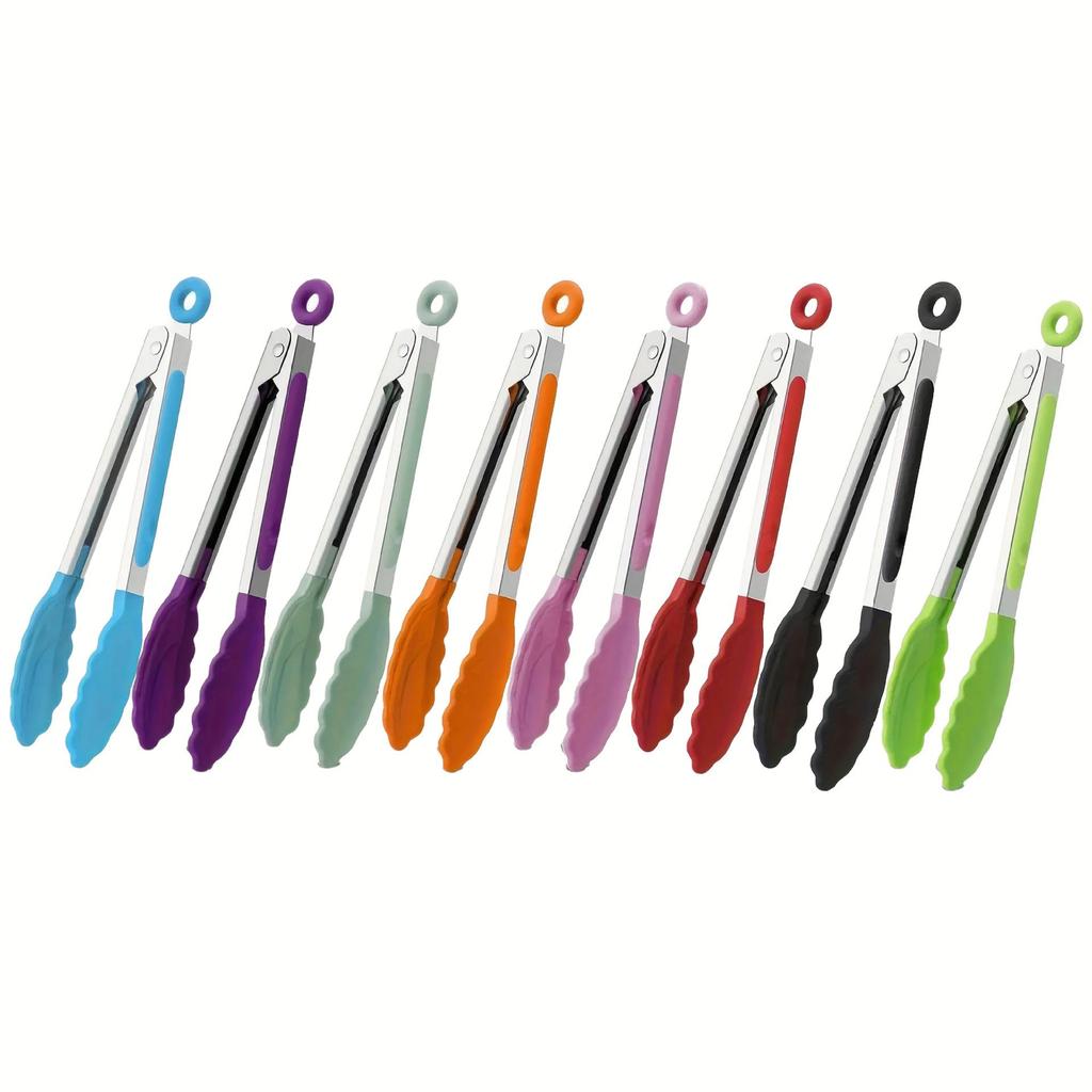 High-Temperature Resistant 430 Stainless Steel Anti-Scald BBQ Tongs for Outdoor and Kitchen Use