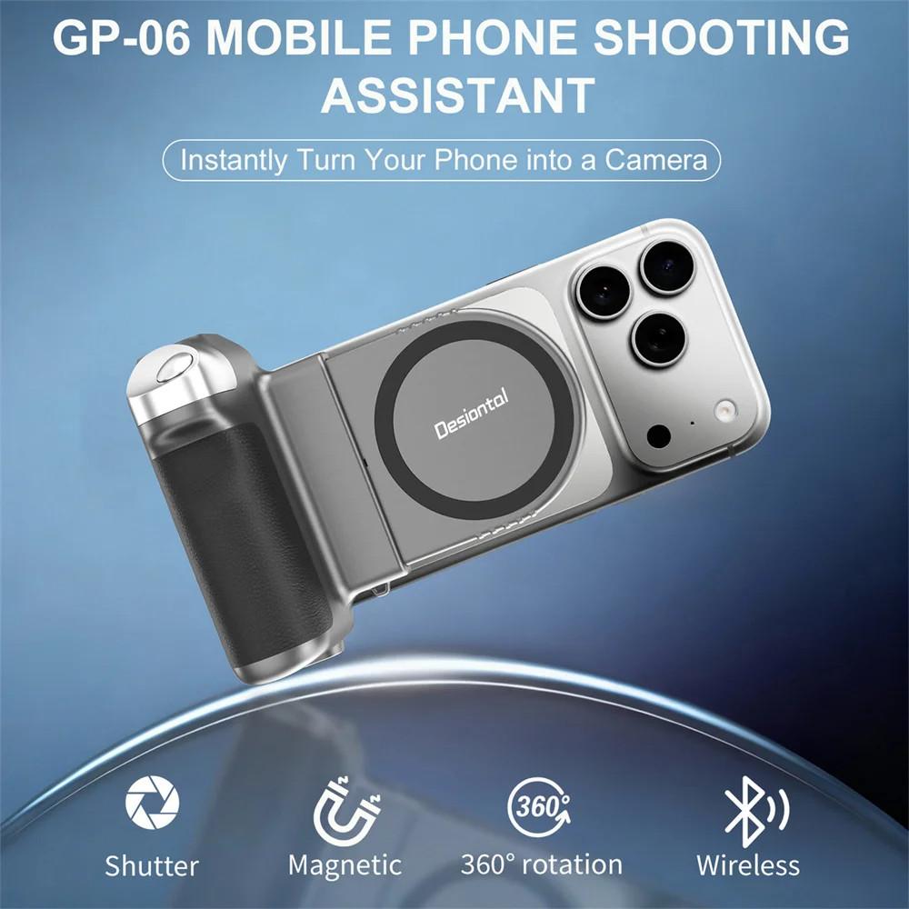 Magsafe Smartphone Handheld Selfie Booster Grip with Bluetooth Remote Shutter Coldshoe for iPhone Android Phone Stabilizer