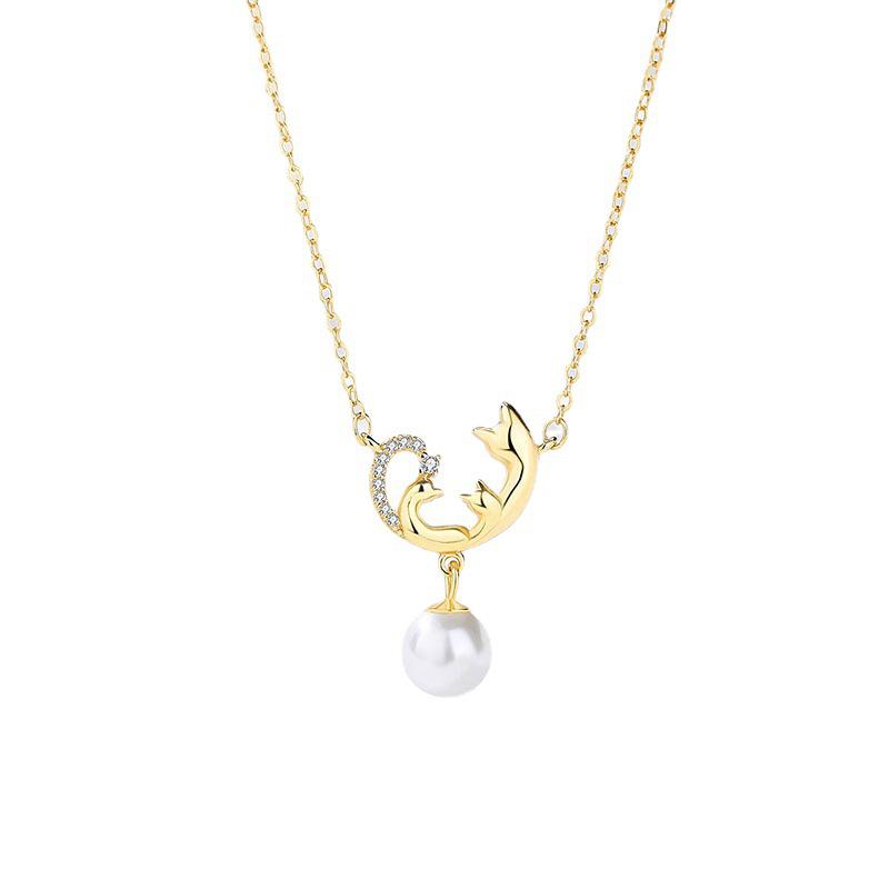 

Ожерелье с подвеской в виде кошки из стерлингового серебра для женщин – Элегантная и оригинальная цепочка для ключиц, подарок для девушки 925 Silver