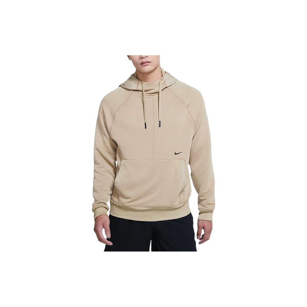 Nike Jednobarevná Mikina s Potiskem a Klokaní Kapesou s Dlouhým Rukávem Pánské Vrcholy Khaki DQ4851-250