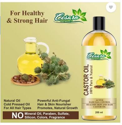 Cesaro Organics Lisovaný za studena, 100% čistý ricinový olej - Hydratační a hojivý, Pro pleť a vlasový olej  (200 ml)