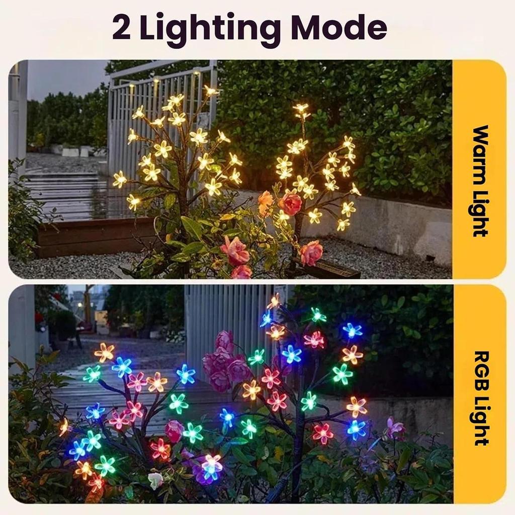 Solar Cherry Blossom Ground Lamp Waterproof Light Led Lights Garden For Garden Outdoor Flower Courtyard Lighting Pathway Powered
